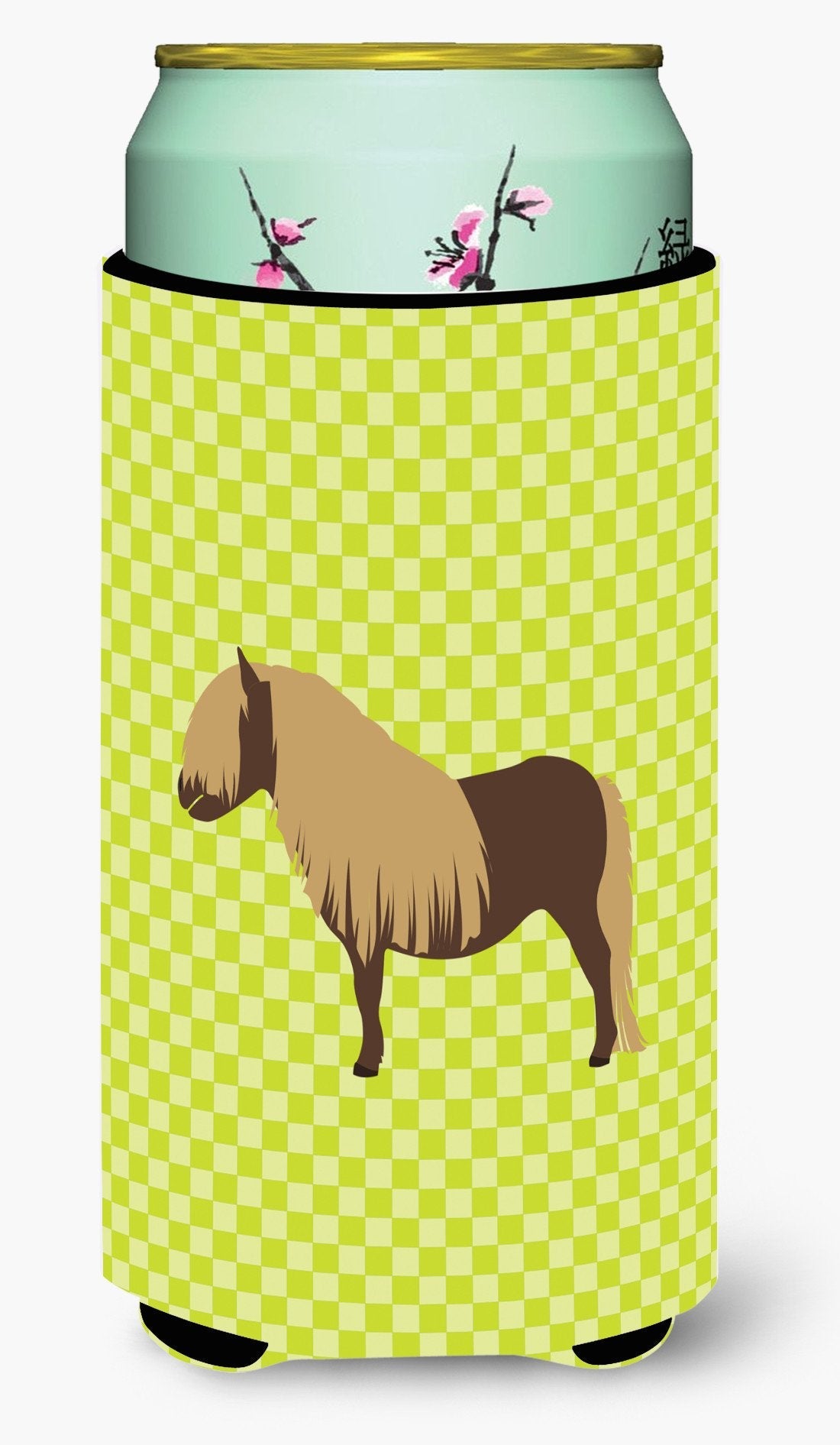 Shetland Pony Horse Green Tall Boy Hugger Can Cooler Sleeve Machine Washable Drink Collapsible Insulator Beverage Insulated Holder