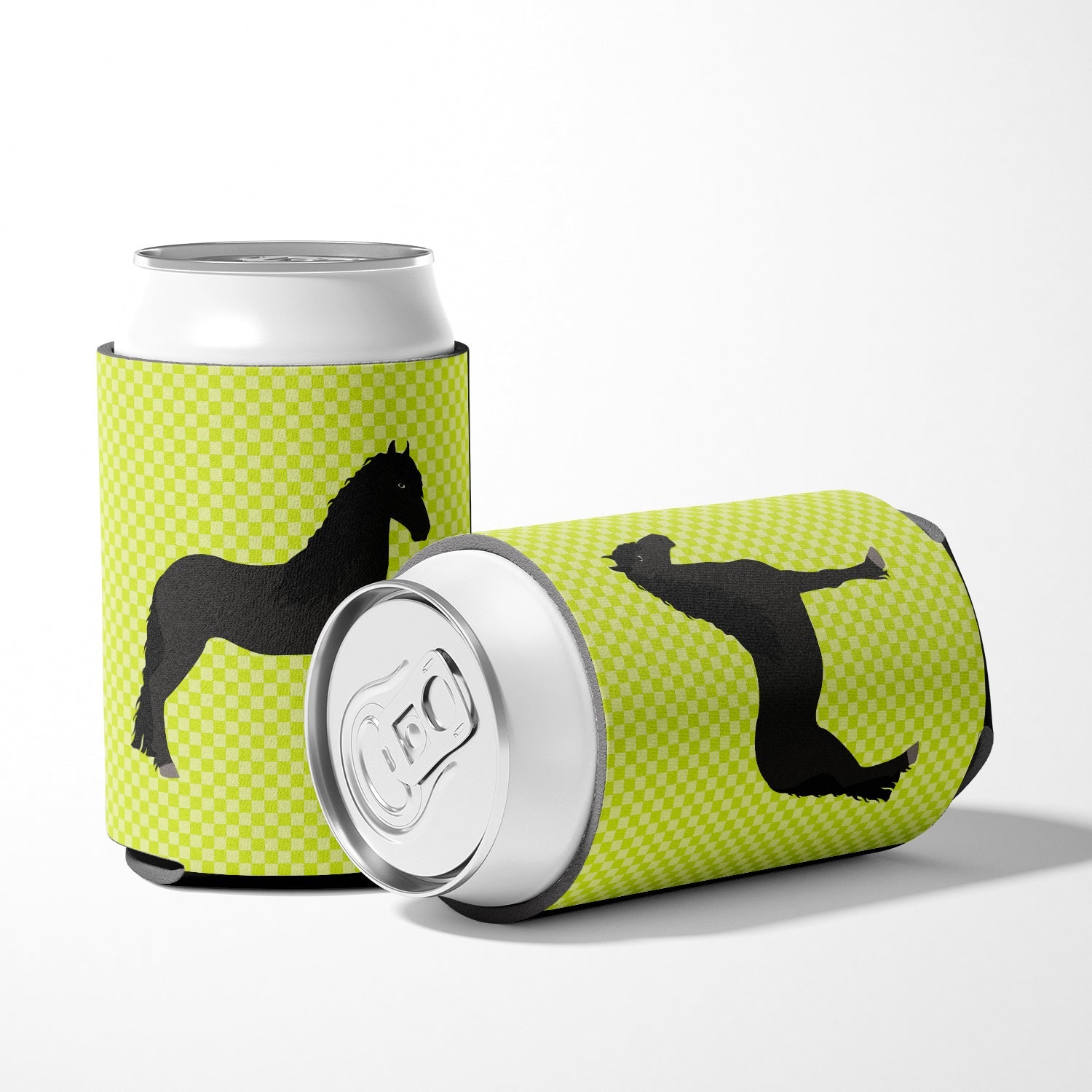 Friesian Horse Green Can or Bottle Hugger Cooler Sleeve for Standard 12 oz Cans, Insulated Foam Beer & Soda Can Hugger Reusable