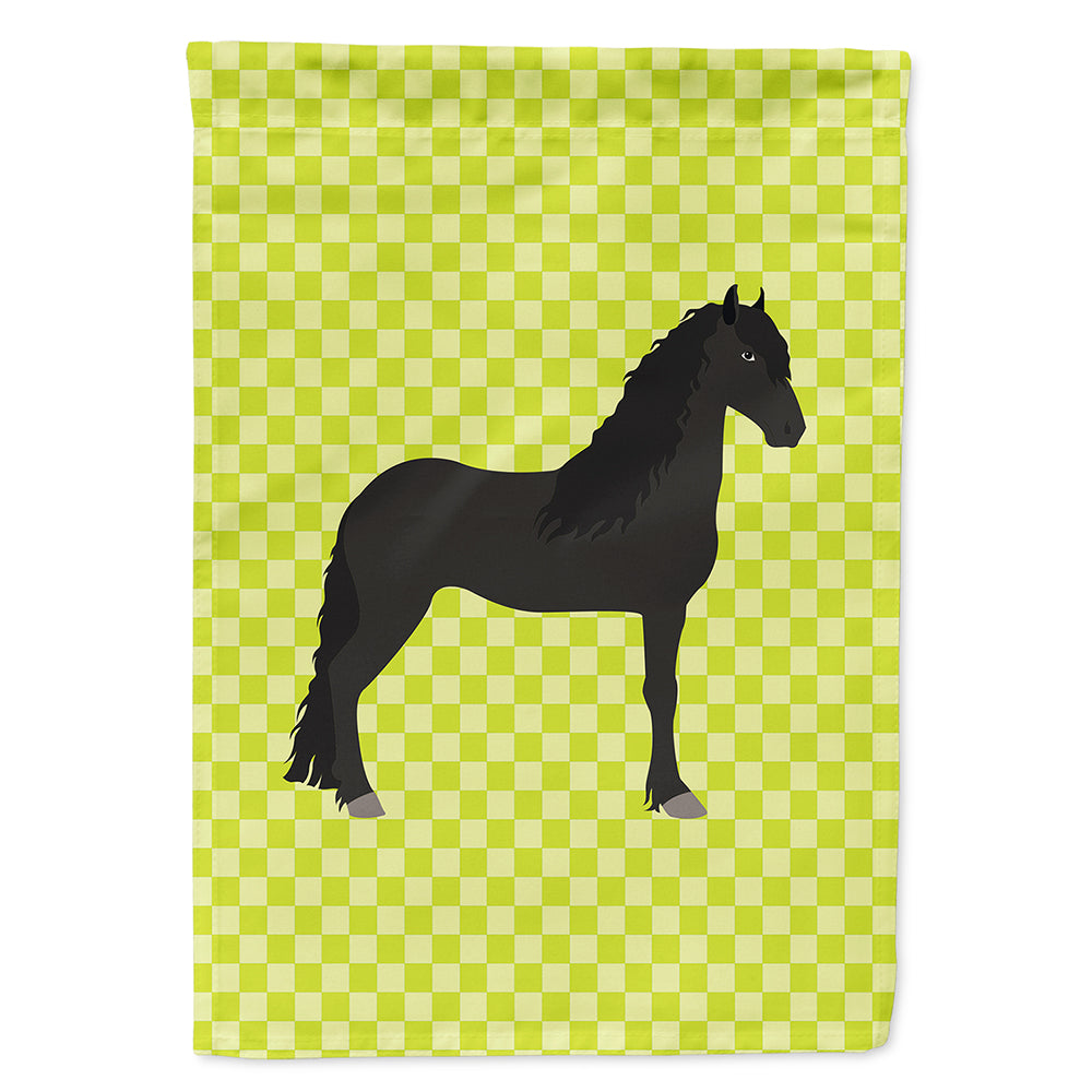 Friesian Horse Green House Flag 28x40 Porch Sleeve Pole Decorative Outside Yard Banner Artwork Wall Hanging, Polyester