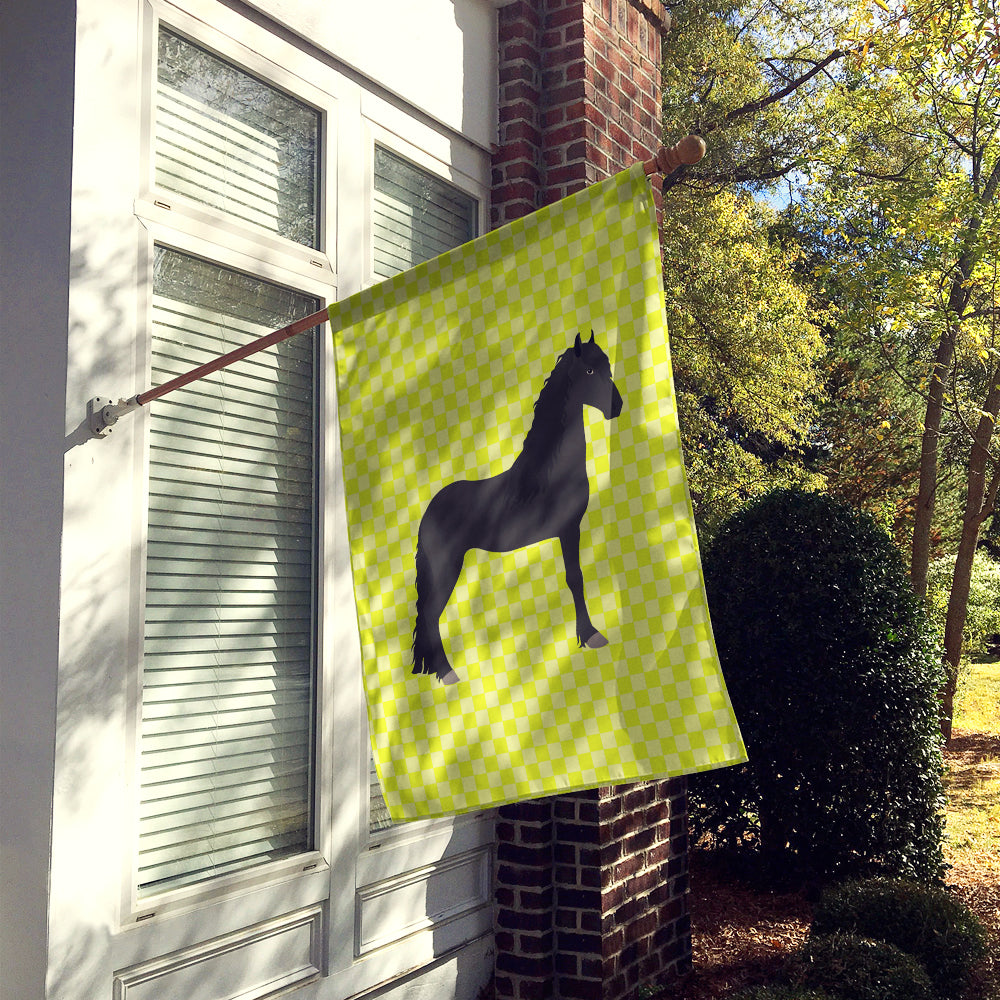 Friesian Horse Green House Flag 28x40 Porch Sleeve Pole Decorative Outside Yard Banner Artwork Wall Hanging, Polyester