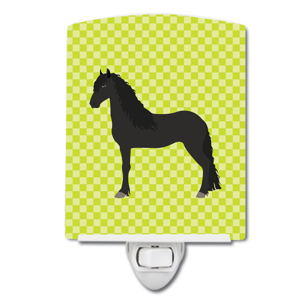 Friesian Horse Green Ceramic Night Light Compact, UL-Certified, Ideal for Bedroom, Bathroom, Nursery, Hallway, Kitchen, 6x4x3, Multicolor