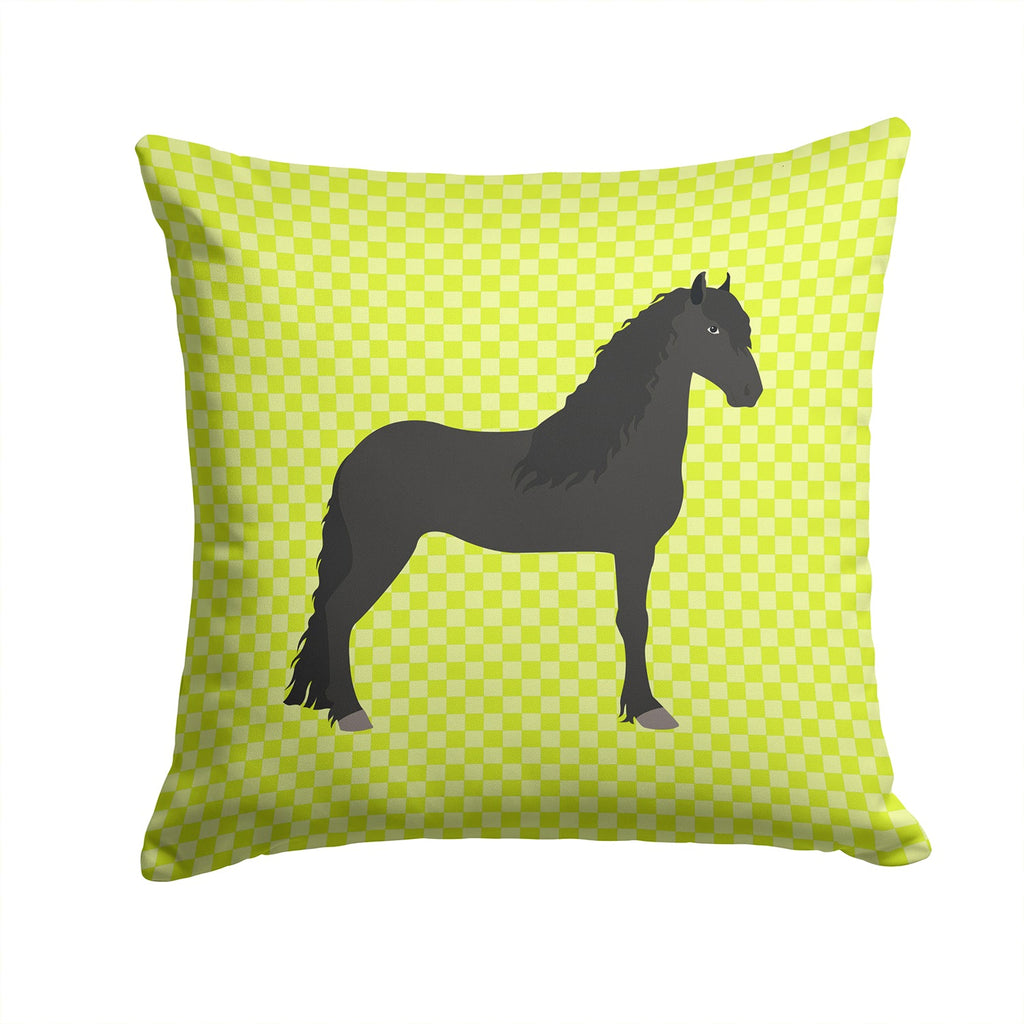 Friesian Horse Green Decorative Throw Pillow 14x14 Indoor Outdoor Accent Cushion, Fabric Cover with Insert for Sofa, Bed, Porch & Living Room