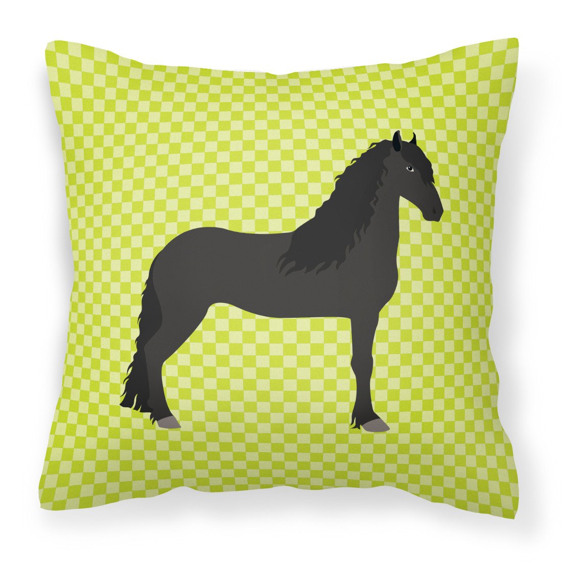Friesian Horse Green Decorative Throw Pillow 18x18 Indoor Outdoor Accent Cushion, Fabric Cover with Insert for Sofa, Bed, Porch & Living Room