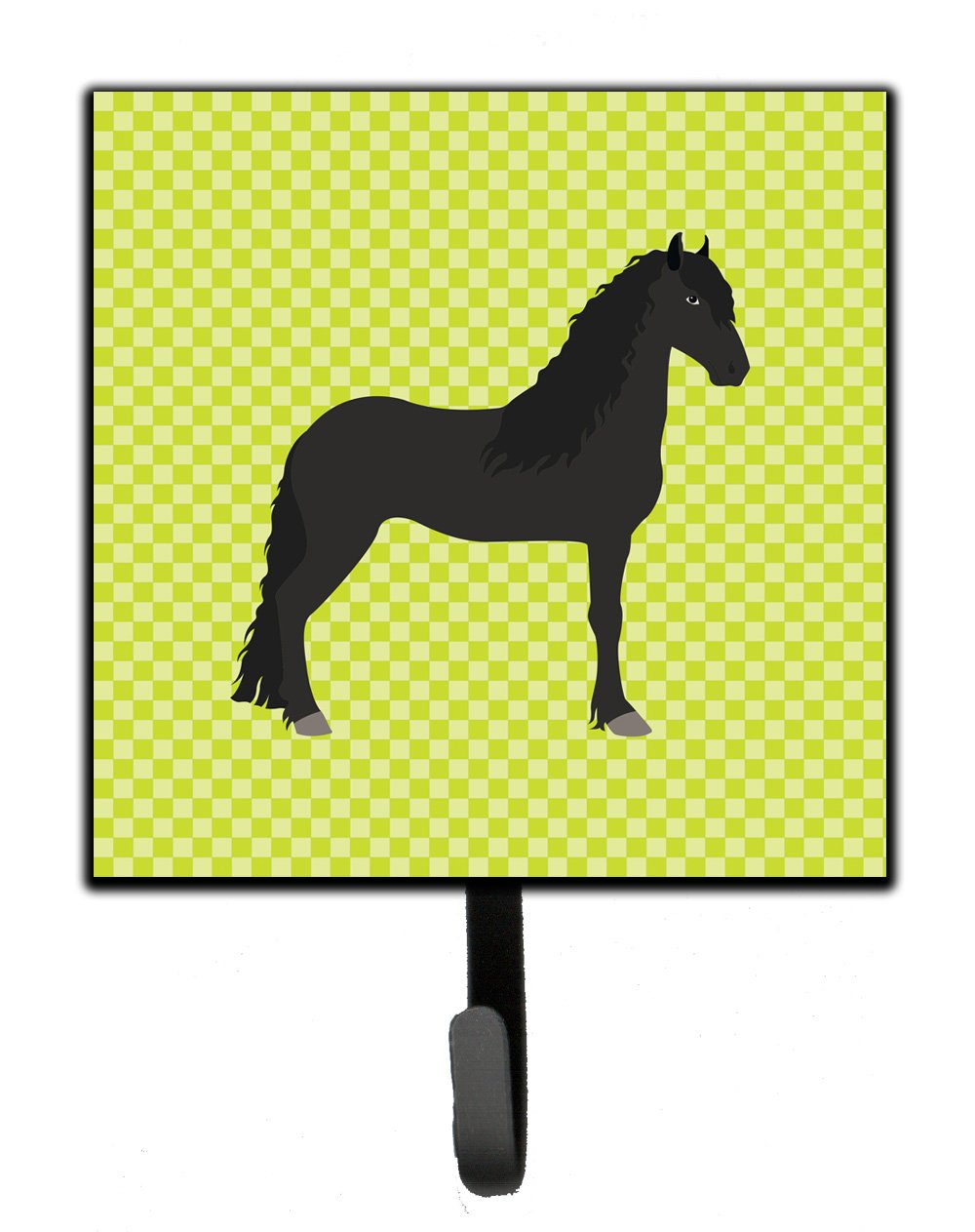 Friesian Horse Green Leash or Key Holder Wall Hooks, Key Hooks Holder, Coat Rack Wall Mount, Coat Hooks, Hooks for Hanging Keys, Towels, Aprons, Leashes