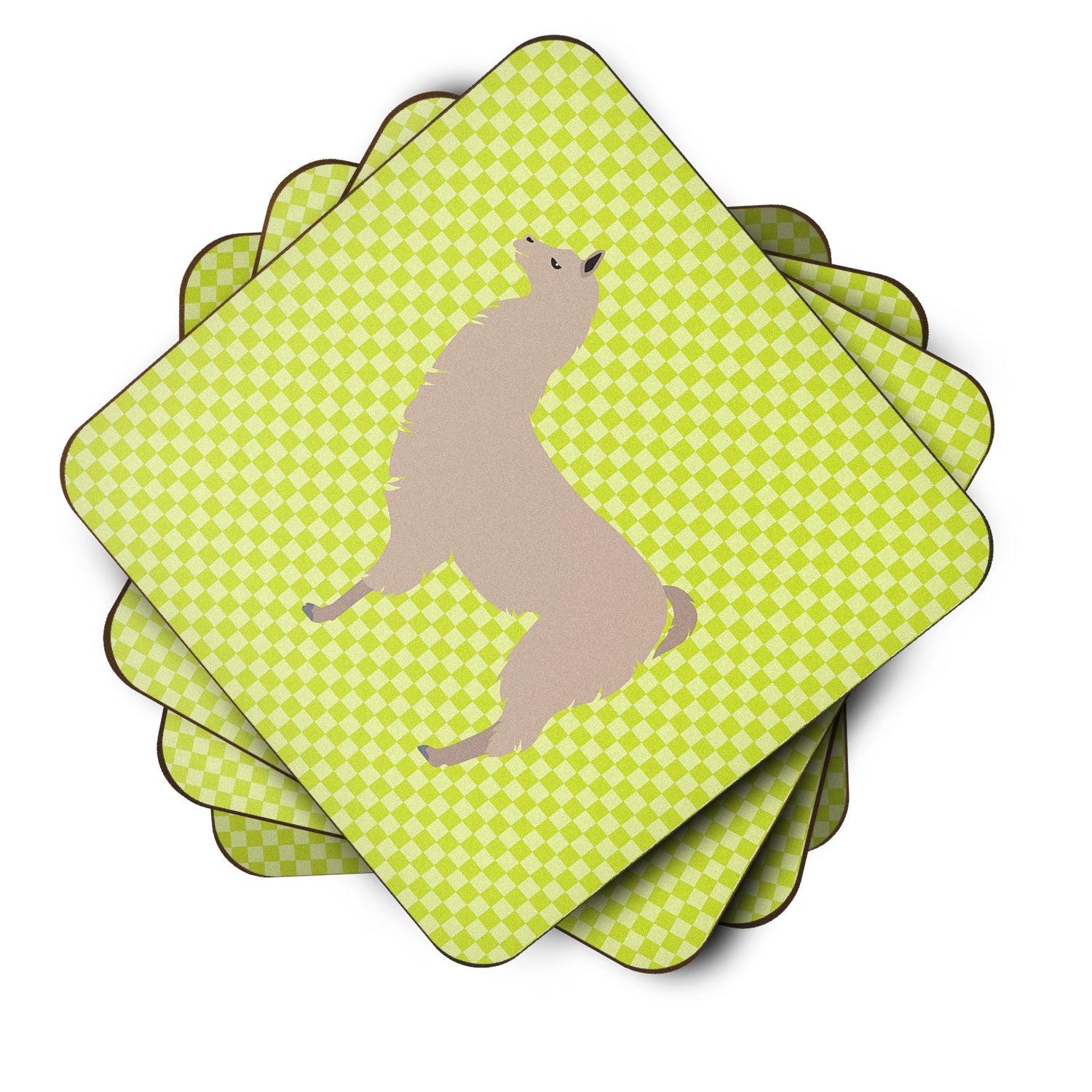 Llama Green Foam Coasters Set of 4 Cup Coasters for Indoor Outdoor, Tabletop Protection, Anti Slip, Mouse pad Material