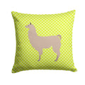 Llama Green Decorative Throw Pillow 14x14 Indoor Outdoor Accent Cushion, Fabric Cover with Insert for Sofa, Bed, Porch & Living Room
