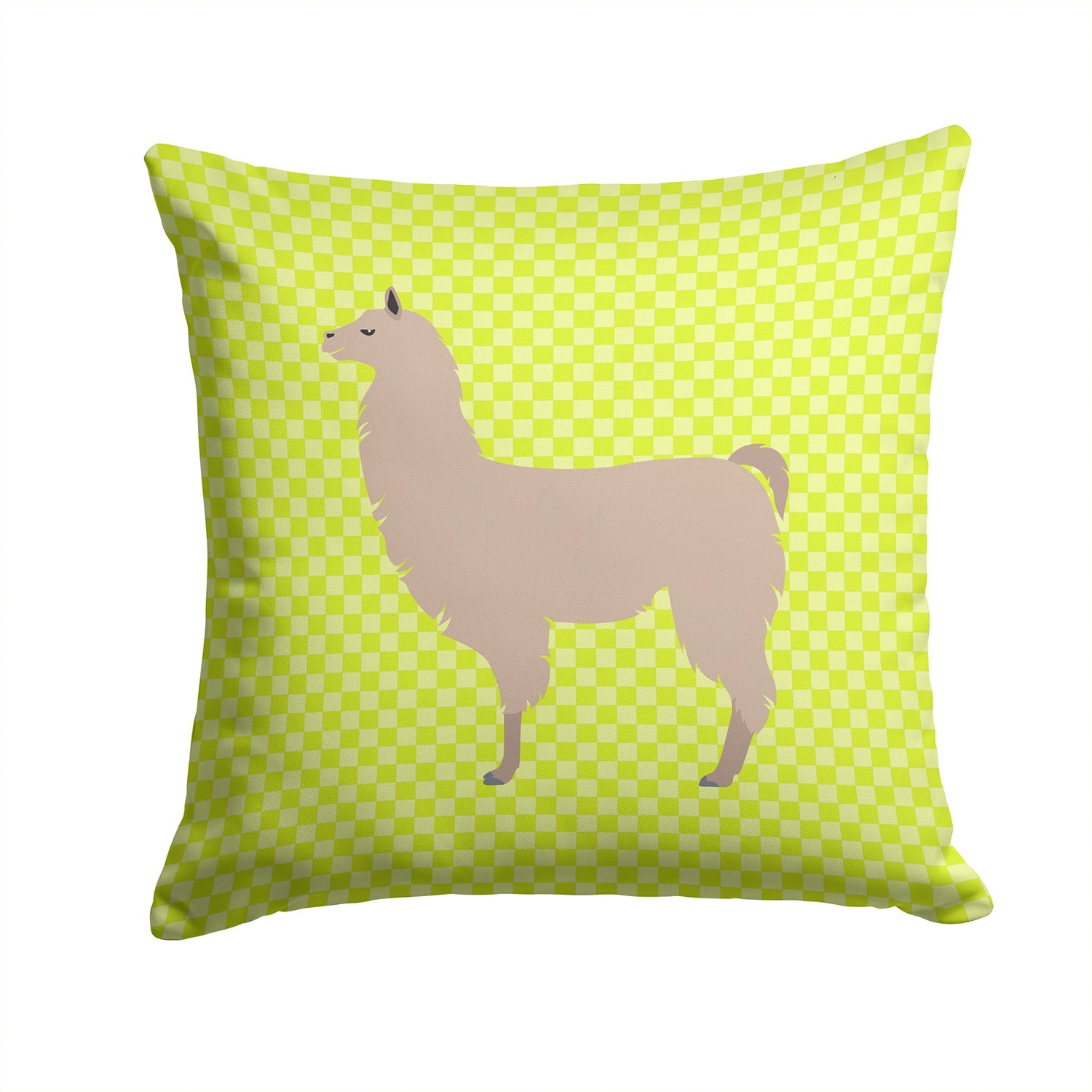 Llama Green Decorative Throw Pillow 14x14 Indoor Outdoor Accent Cushion, Fabric Cover with Insert for Sofa, Bed, Porch & Living Room
