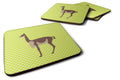 Vicugna or Vicuna Green Foam Coasters Set of 4 Cup Coasters for Indoor Outdoor, Tabletop Protection, Anti Slip, Mouse pad Material