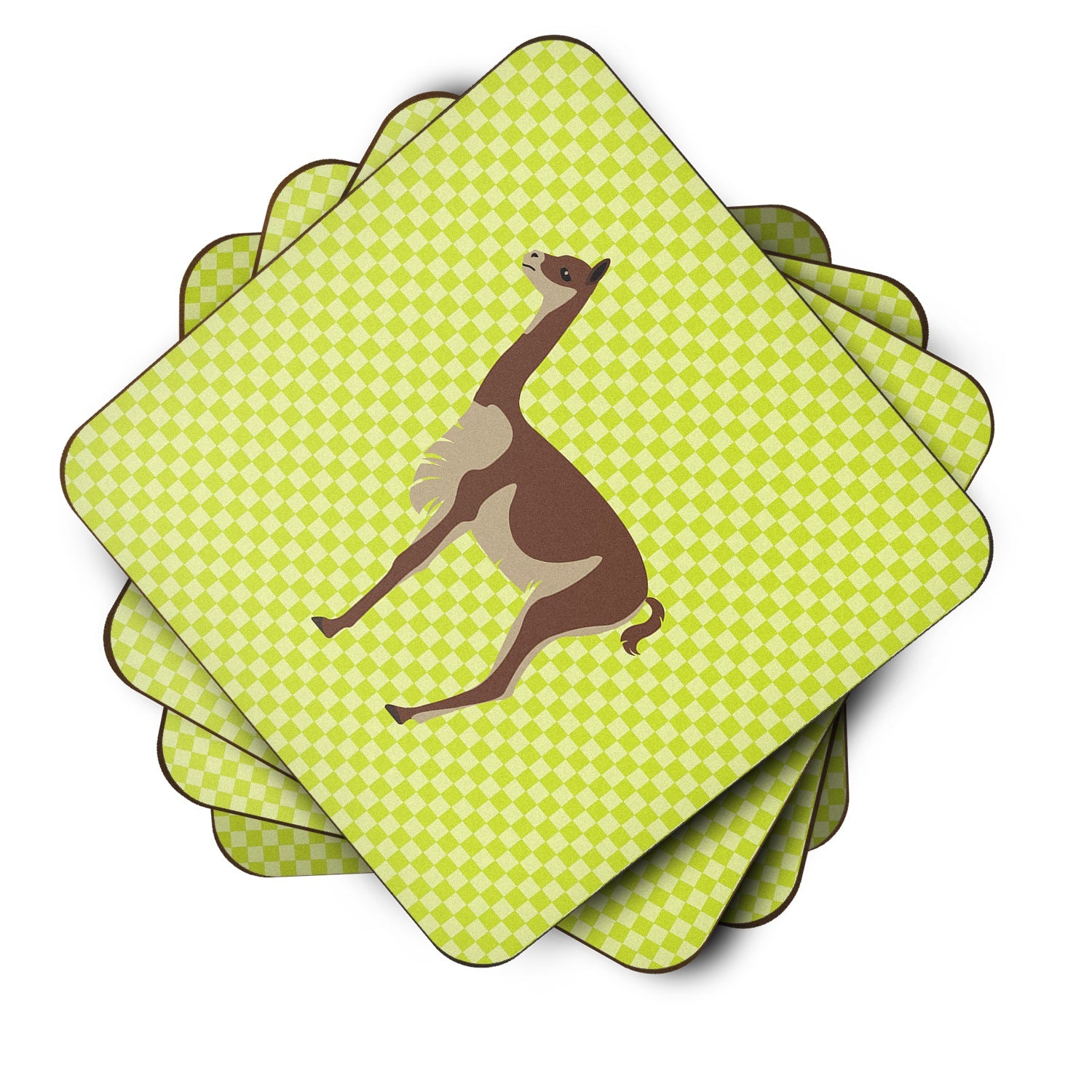 Vicugna or Vicuna Green Foam Coasters Set of 4 Cup Coasters for Indoor Outdoor, Tabletop Protection, Anti Slip, Mouse pad Material