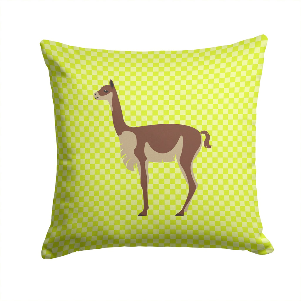 Vicugna or Vicuna Green Decorative Throw Pillow 14x14 Indoor Outdoor Accent Cushion, Fabric Cover with Insert for Sofa, Bed, Porch & Living Room
