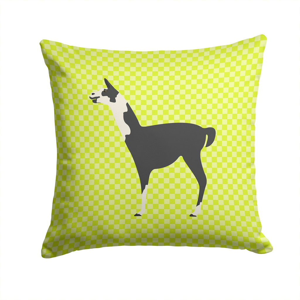 Llama Q' Ara Green Decorative Throw Pillow 14x14 Indoor Outdoor Accent Cushion, Fabric Cover with Insert for Sofa, Bed, Porch & Living Room