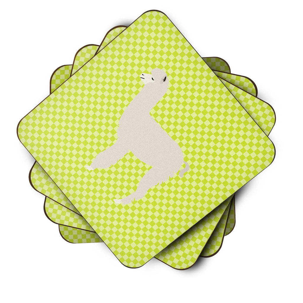 Alpaca Green Foam Coasters Set of 4 Cup Coasters for Indoor Outdoor, Tabletop Protection, Anti Slip, Mouse pad Material