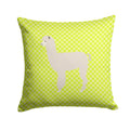 Alpaca Green Decorative Throw Pillow 14x14 Indoor Outdoor Accent Cushion, Fabric Cover with Insert for Sofa, Bed, Porch & Living Room