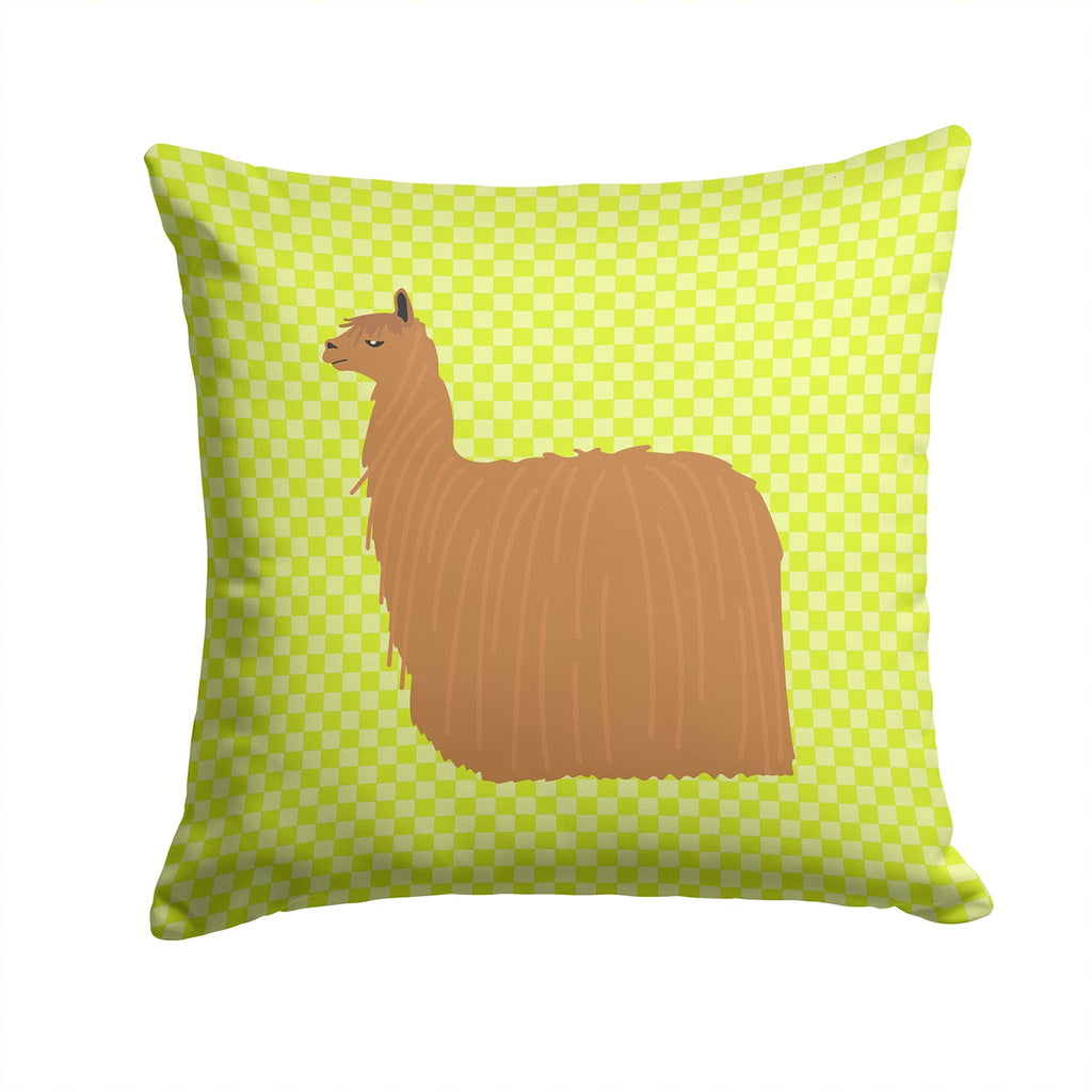 Alpaca Suri Green Decorative Throw Pillow 14x14 Indoor Outdoor Accent Cushion, Fabric Cover with Insert for Sofa, Bed, Porch & Living Room