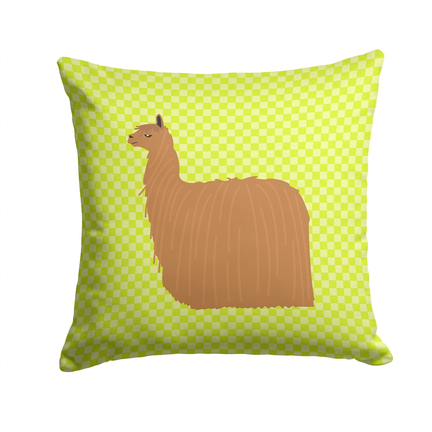 Alpaca Suri Green Decorative Throw Pillow 14x14 Indoor Outdoor Accent Cushion, Fabric Cover with Insert for Sofa, Bed, Porch & Living Room