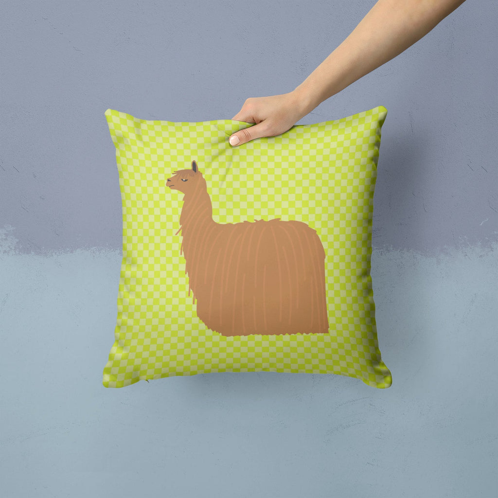 Alpaca Suri Green Decorative Throw Pillow 14x14 Indoor Outdoor Accent Cushion, Fabric Cover with Insert for Sofa, Bed, Porch & Living Room