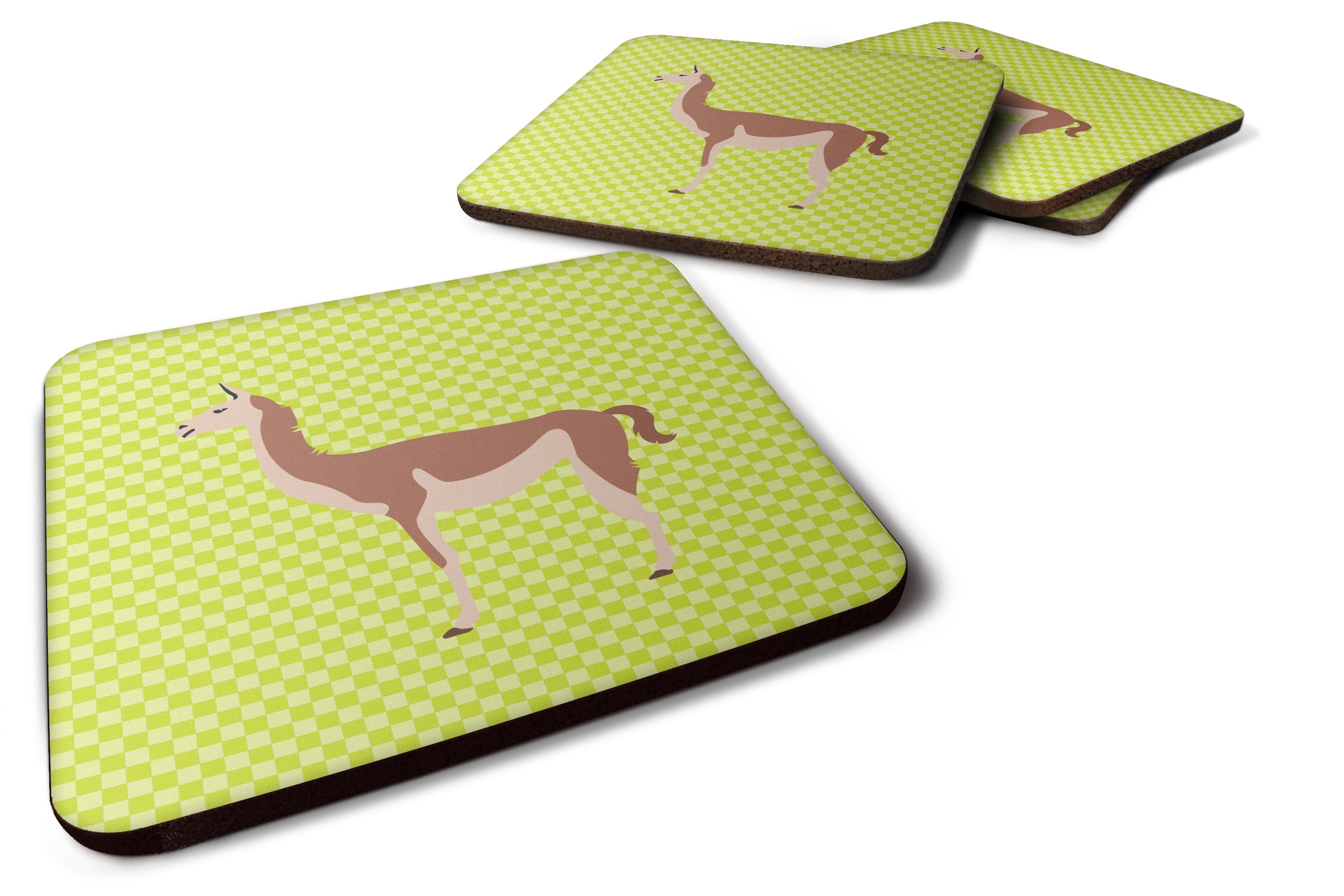 Guanaco Green Foam Coasters Set of 4 Cup Coasters for Indoor Outdoor, Tabletop Protection, Anti Slip, Mouse pad Material