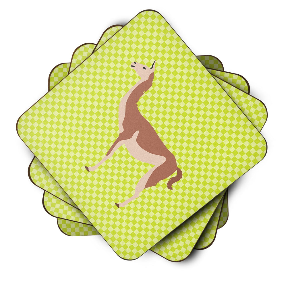Guanaco Green Foam Coasters Set of 4 Cup Coasters for Indoor Outdoor, Tabletop Protection, Anti Slip, Mouse pad Material