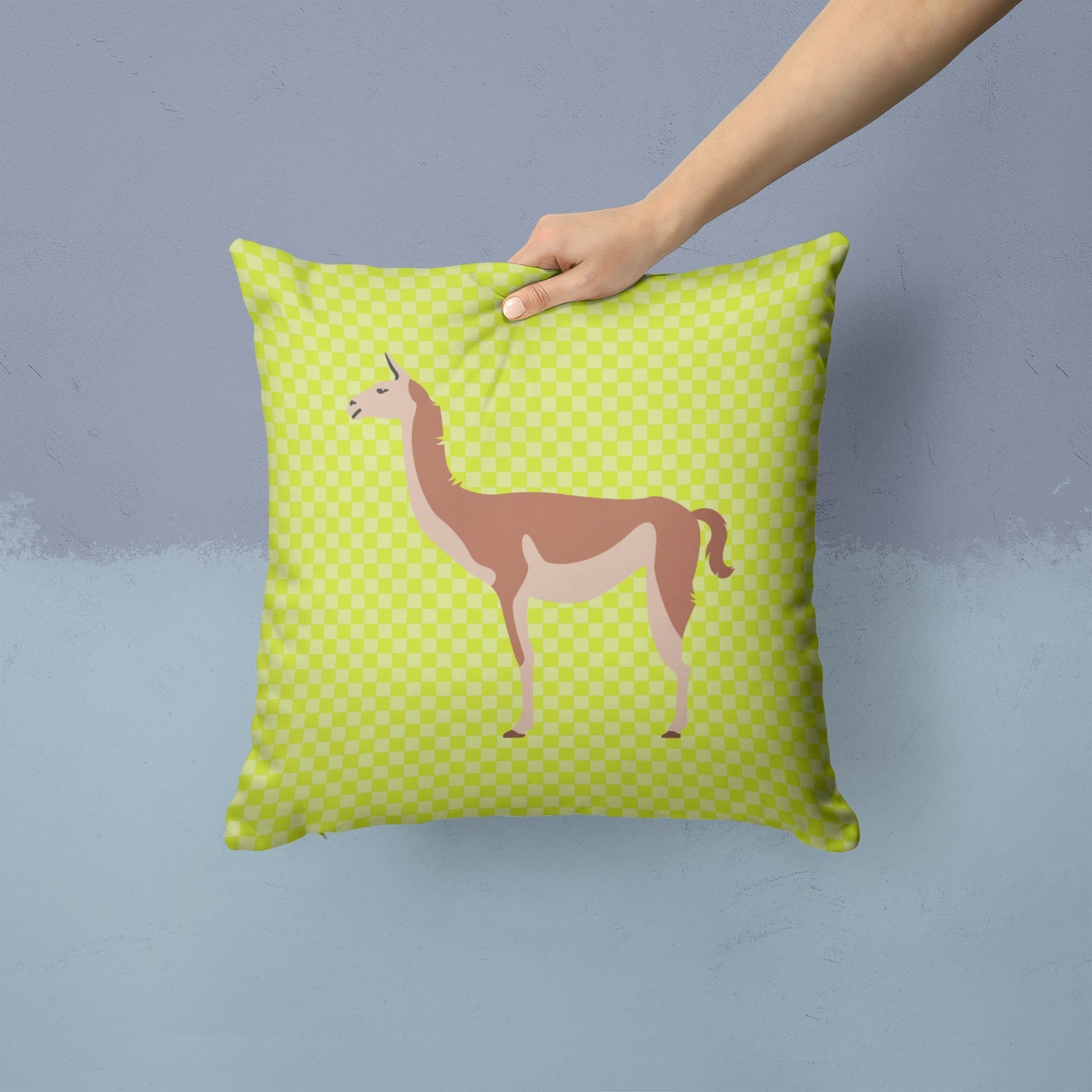 Guanaco Green Decorative Throw Pillow 14x14 Indoor Outdoor Accent Cushion, Fabric Cover with Insert for Sofa, Bed, Porch & Living Room