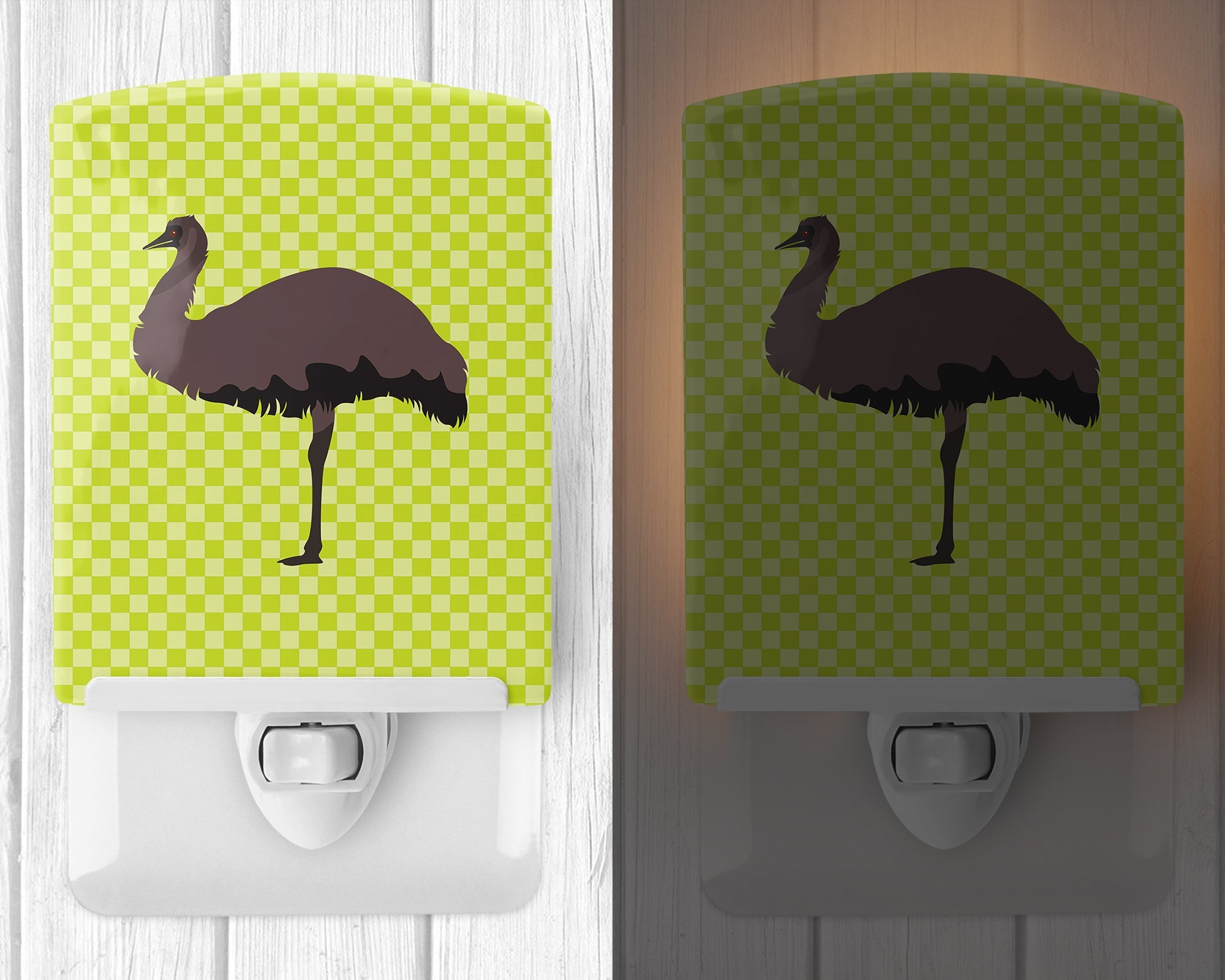 Emu Green Ceramic Night Light Compact, UL-Certified, Ideal for Bedroom, Bathroom, Nursery, Hallway, Kitchen, 6x4x3, Multicolor