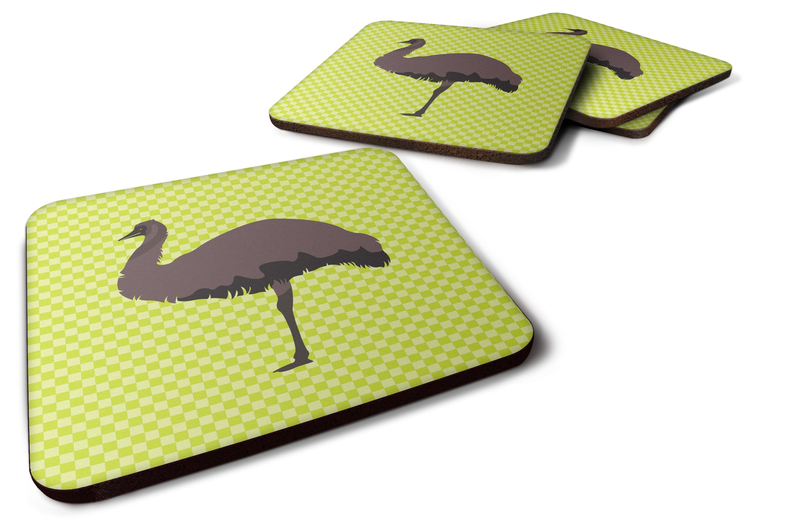 Emu Green Foam Coasters Set of 4 Cup Coasters for Indoor Outdoor, Tabletop Protection, Anti Slip, Mouse pad Material