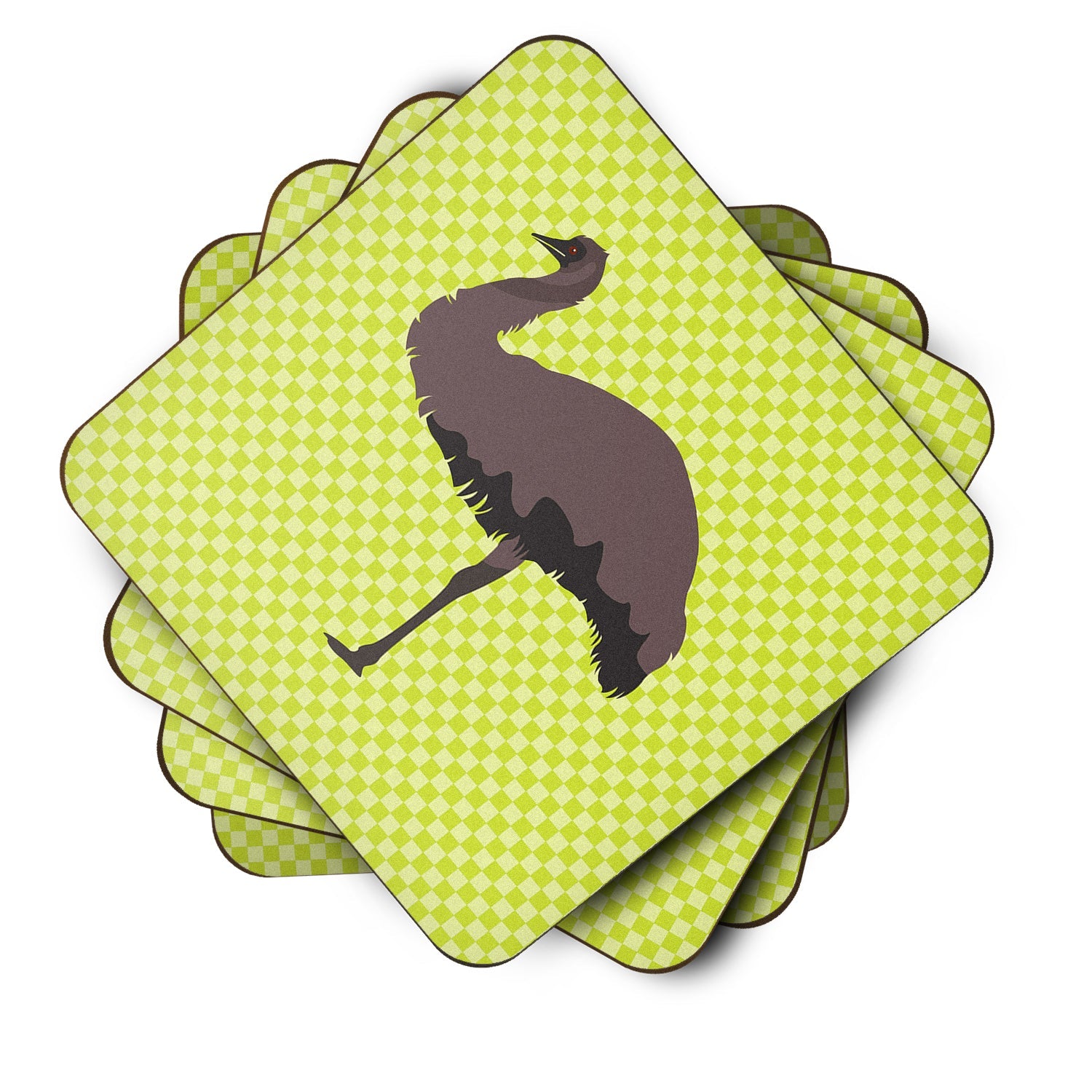 Emu Green Foam Coasters Set of 4 Cup Coasters for Indoor Outdoor, Tabletop Protection, Anti Slip, Mouse pad Material