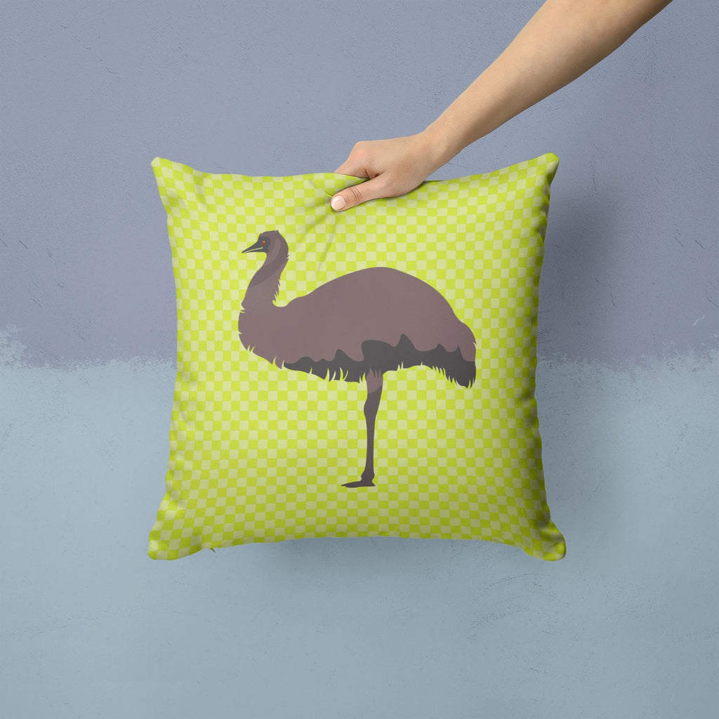 Emu Green Decorative Throw Pillow 14x14 Indoor Outdoor Accent Cushion, Fabric Cover with Insert for Sofa, Bed, Porch & Living Room