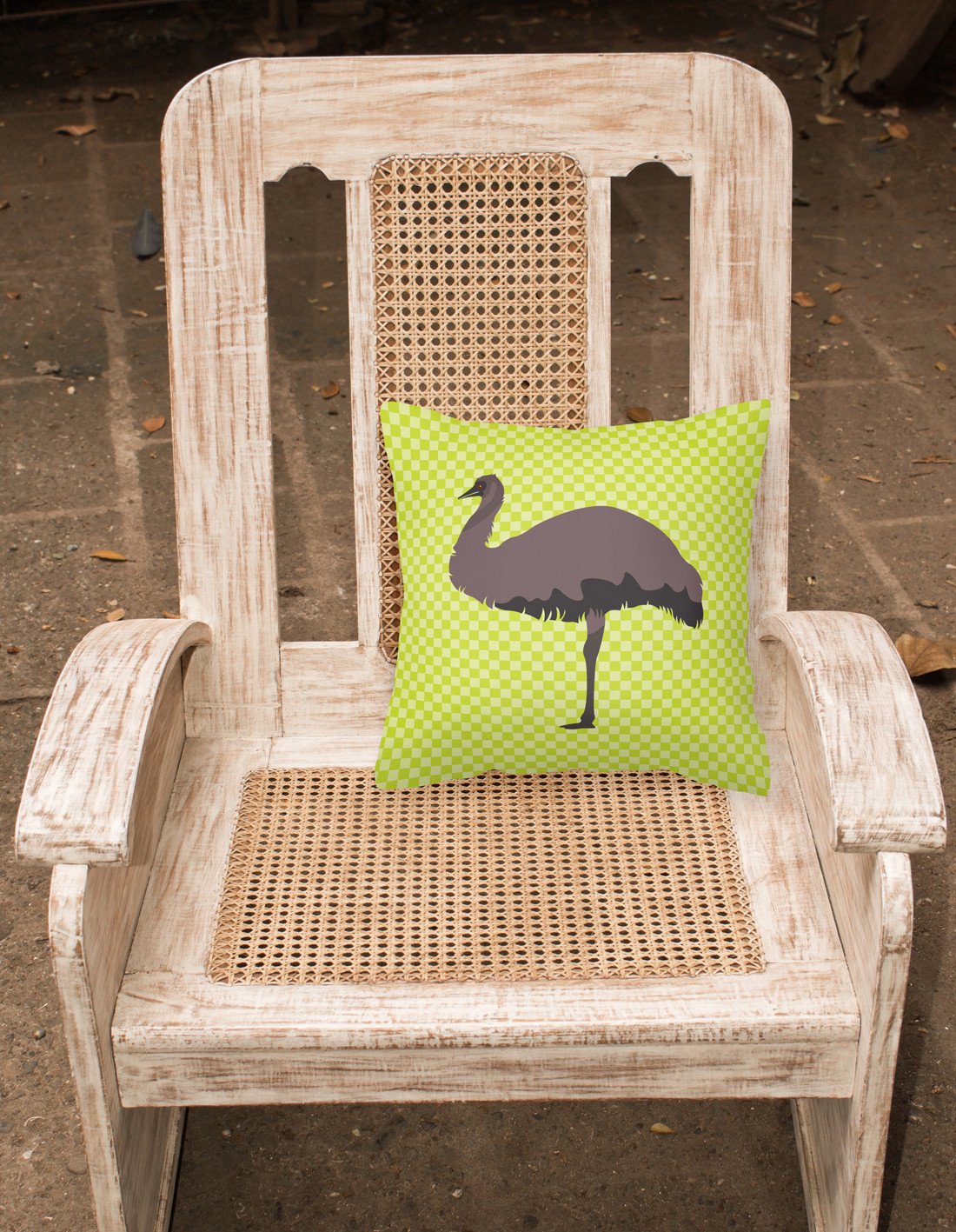 Emu Green Decorative Throw Pillow 18x18 Indoor Outdoor Accent Cushion, Fabric Cover with Insert for Sofa, Bed, Porch & Living Room