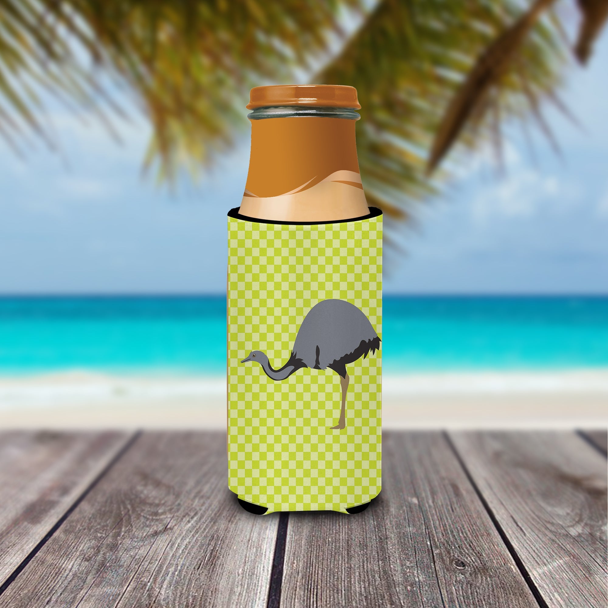 Rhea Green Slim Can Hugger , Insulated Foam Hugger for 12 oz Slim Cans, Beer Bottles & Water Bottles, Printed in USA