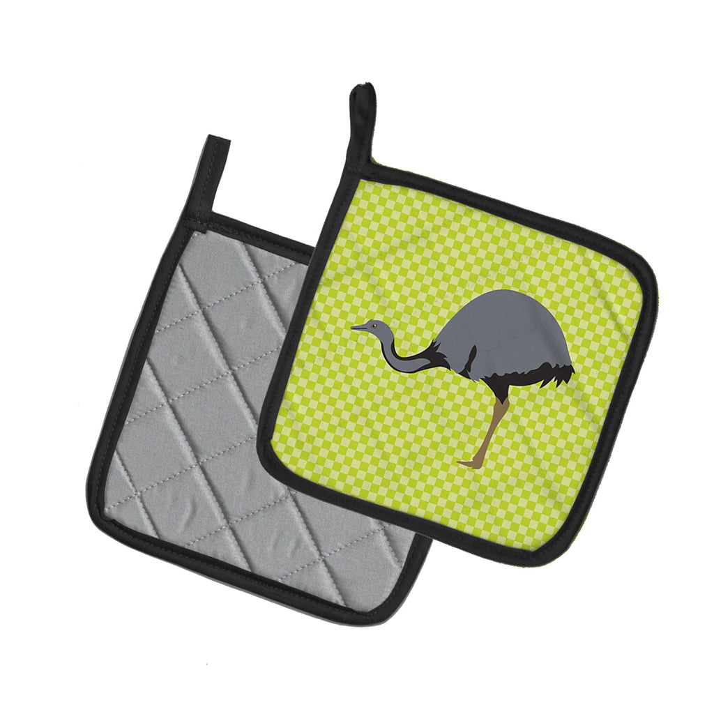 Rhea Green Pot Holder Set of 2 Heat Resistant Quilted Hot Pads 7.5 x 7.5 Inch, Insulated Kitchen Trivets for Cooking & Baking