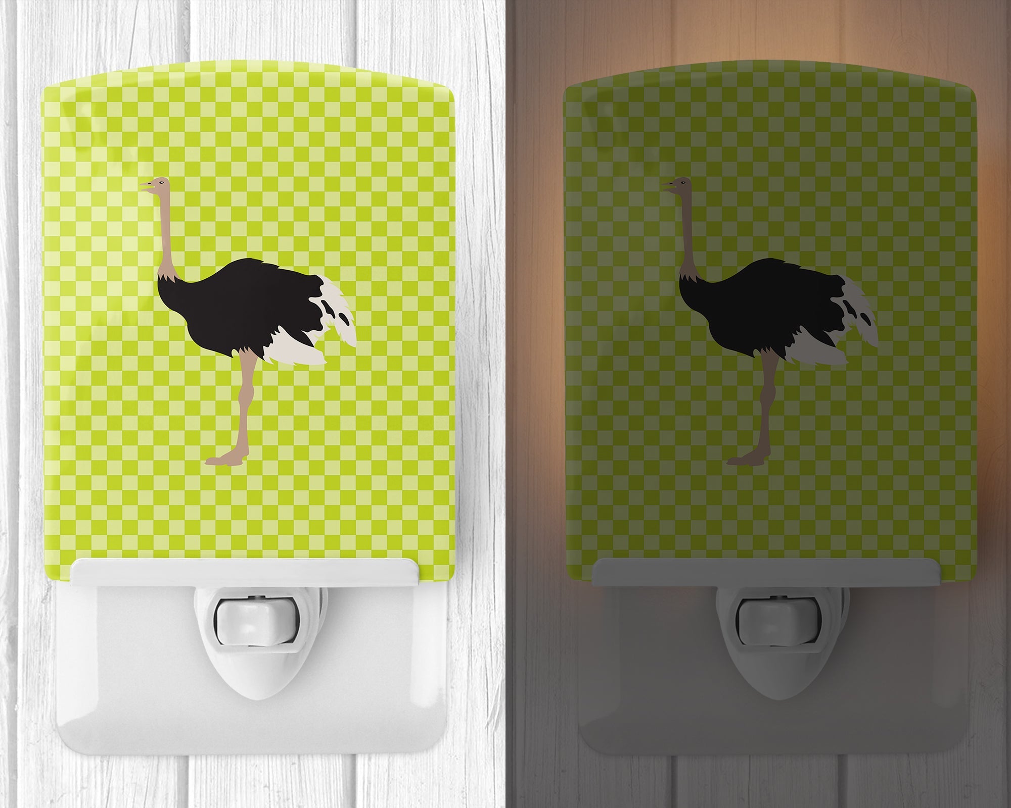Common Ostrich Green Ceramic Night Light Compact, UL-Certified, Ideal for Bedroom, Bathroom, Nursery, Hallway, Kitchen, 6x4x3, Multicolor