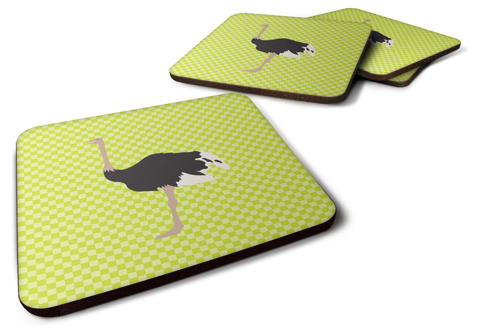 Common Ostrich Green Foam Coasters Set of 4 Cup Coasters for Indoor Outdoor, Tabletop Protection, Anti Slip, Mouse pad Material
