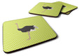 Common Ostrich Green Foam Coasters Set of 4 Cup Coasters for Indoor Outdoor, Tabletop Protection, Anti Slip, Mouse pad Material