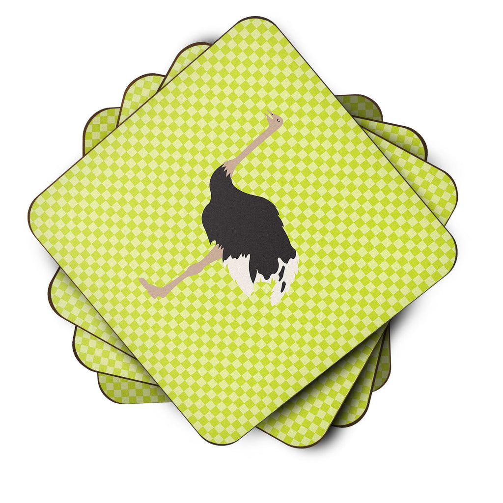 Common Ostrich Green Foam Coasters Set of 4 Cup Coasters for Indoor Outdoor, Tabletop Protection, Anti Slip, Mouse pad Material