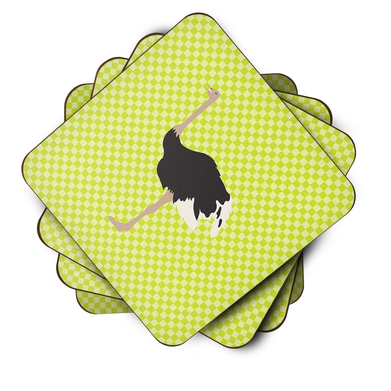 Common Ostrich Green Foam Coasters Set of 4 Cup Coasters for Indoor Outdoor, Tabletop Protection, Anti Slip, Mouse pad Material