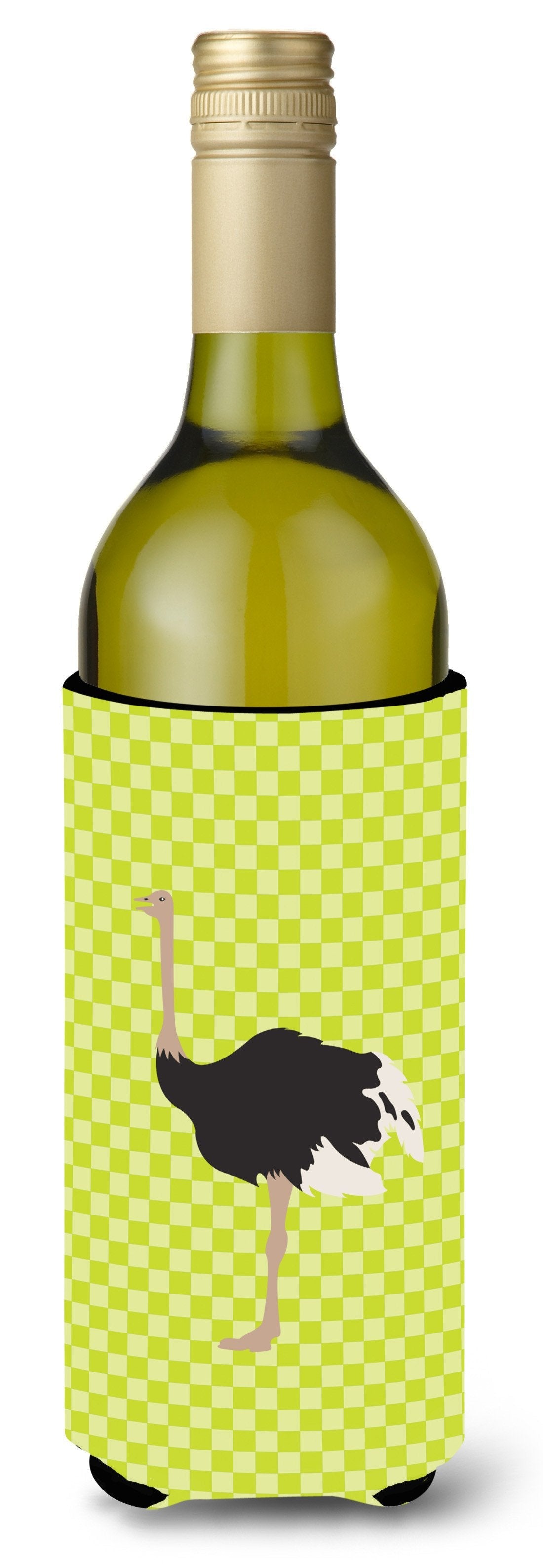 Common Ostrich Green Wine Bottle Hugger Gift Sleeve for Standard 750 ml Bottles, Insulated Reusable Also Fits Mini Shot & Pint Bottles