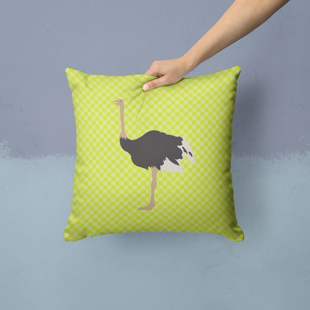 Common Ostrich Green Decorative Throw Pillow 14x14 Indoor Outdoor Accent Cushion, Fabric Cover with Insert for Sofa, Bed, Porch & Living Room