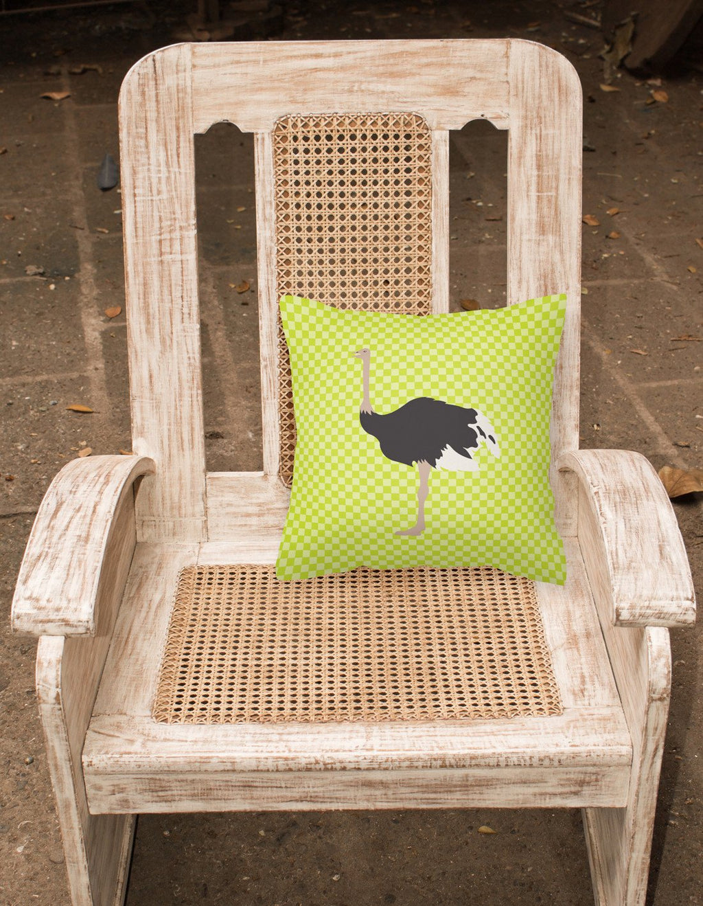 Common Ostrich Green Decorative Throw Pillow 18x18 Indoor Outdoor Accent Cushion, Fabric Cover with Insert for Sofa, Bed, Porch & Living Room