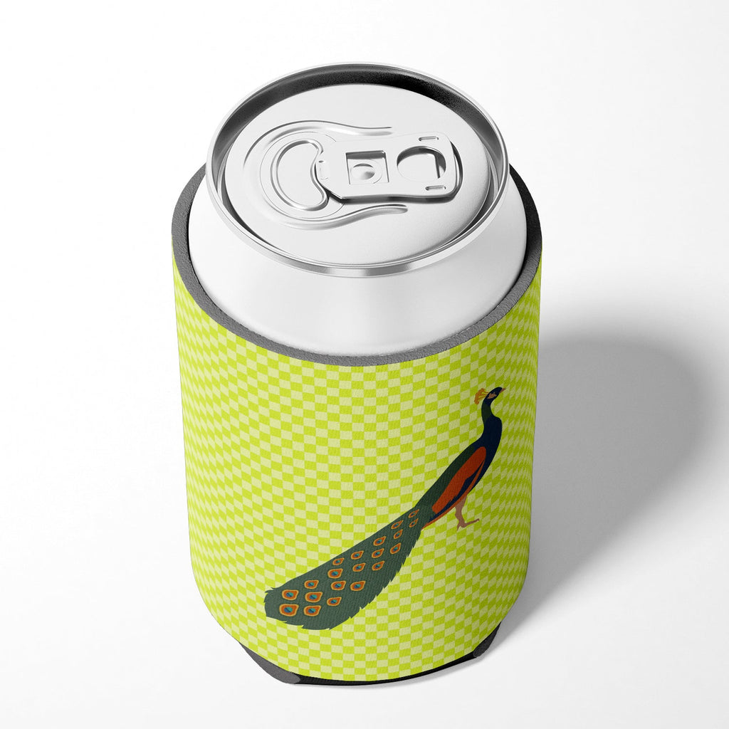 Indian Peacock Peafowl Green Can or Bottle Hugger Cooler Sleeve for Standard 12 oz Cans, Insulated Foam Beer & Soda Can Hugger Reusable