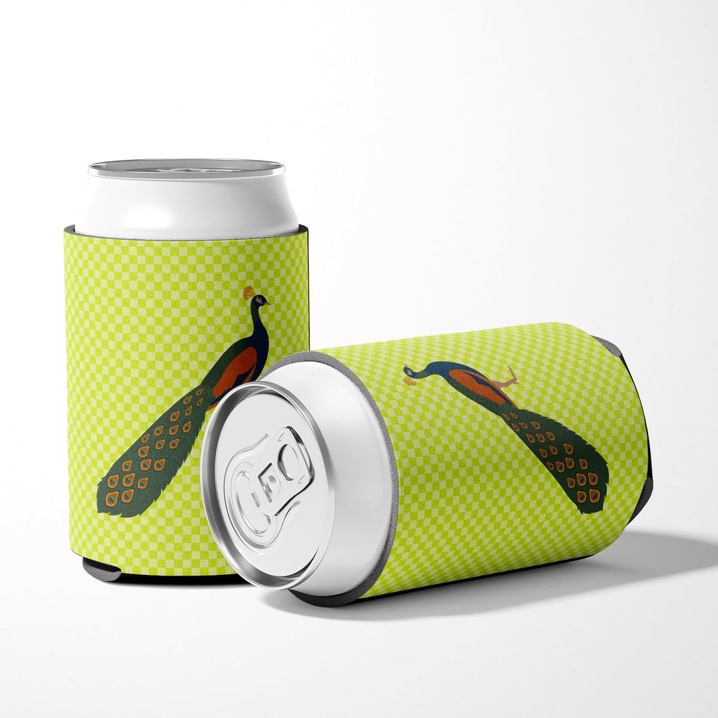 Indian Peacock Peafowl Green Can or Bottle Hugger Cooler Sleeve for Standard 12 oz Cans, Insulated Foam Beer & Soda Can Hugger Reusable