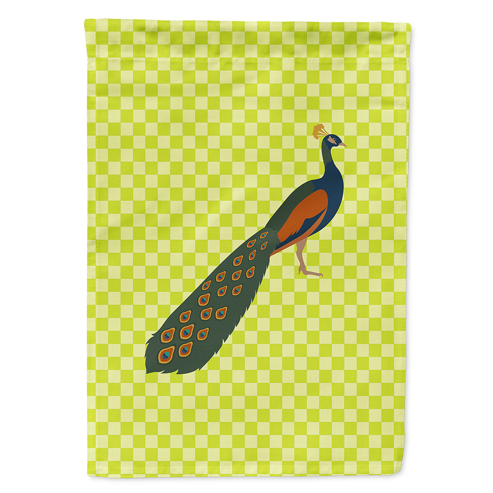 Indian Peacock Peafowl Green House Flag 28x40 Porch Sleeve Pole Decorative Outside Yard Banner Artwork Wall Hanging, Polyester