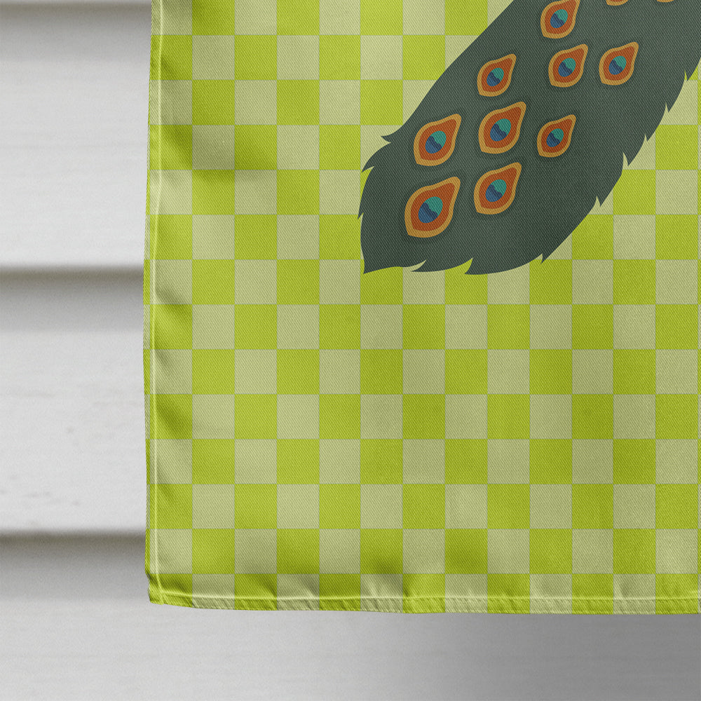 Indian Peacock Peafowl Green House Flag 28x40 Porch Sleeve Pole Decorative Outside Yard Banner Artwork Wall Hanging, Polyester