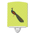 Indian Peacock Peafowl Green Ceramic Night Light Compact, UL-Certified, Ideal for Bedroom, Bathroom, Nursery, Hallway, Kitchen, 6x4x3, Multicolor