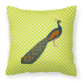 Indian Peacock Peafowl Green Decorative Throw Pillow 18x18 Indoor Outdoor Accent Cushion, Fabric Cover with Insert for Sofa, Bed, Porch & Living Room