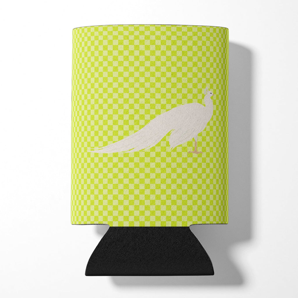 White Peacock Peafowl Green Can or Bottle Hugger Cooler Sleeve for Standard 12 oz Cans, Insulated Foam Beer & Soda Can Hugger Reusable