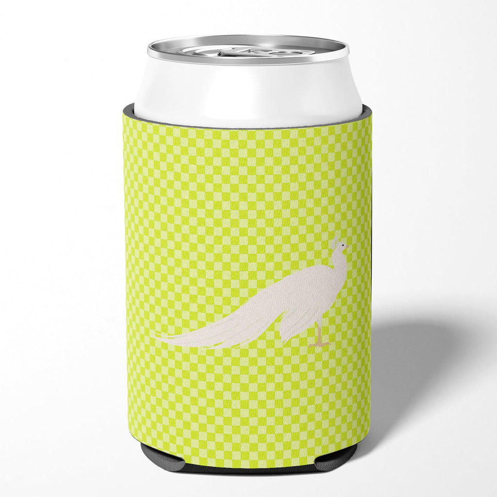 White Peacock Peafowl Green Can or Bottle Hugger Cooler Sleeve for Standard 12 oz Cans, Insulated Foam Beer & Soda Can Hugger Reusable