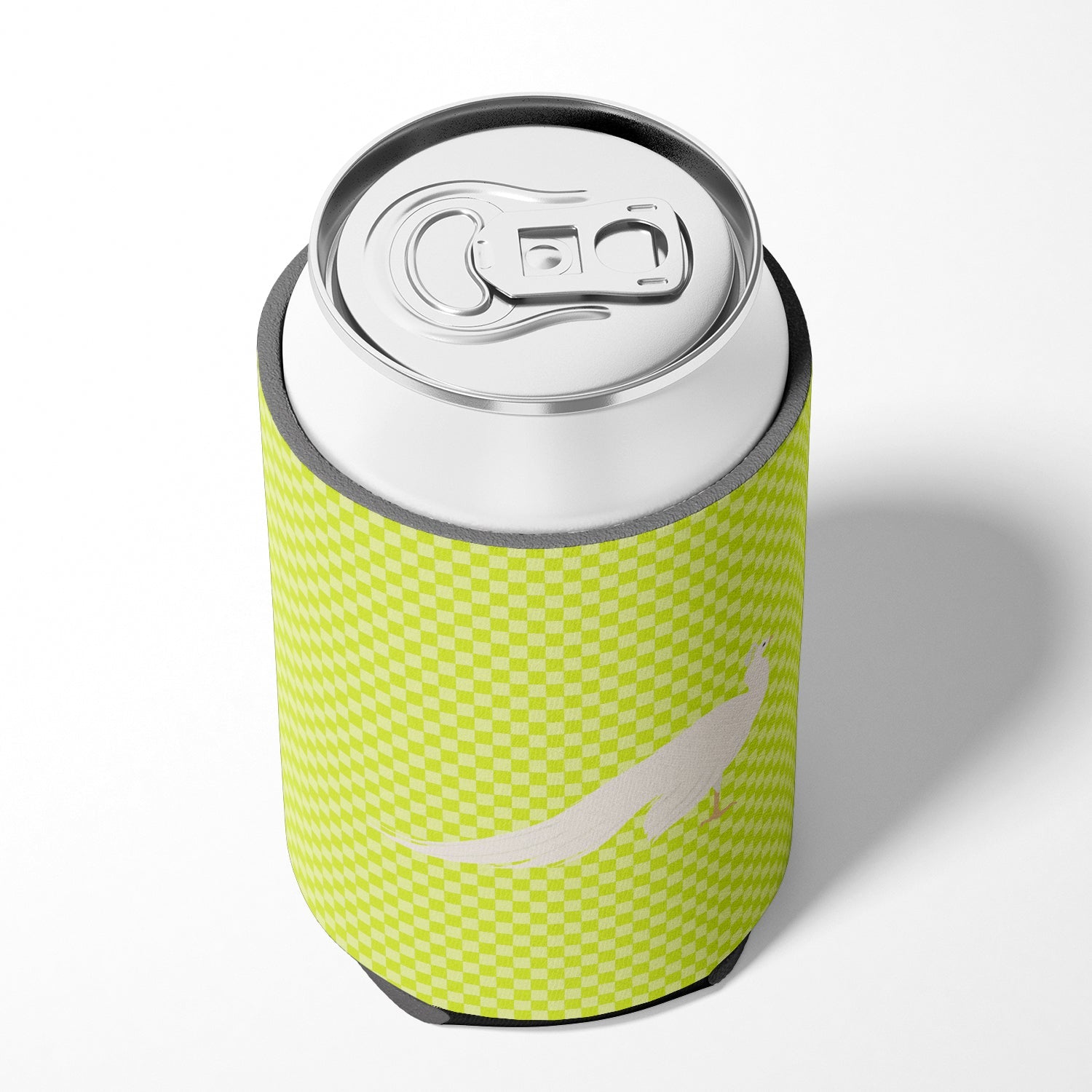 White Peacock Peafowl Green Can or Bottle Hugger Cooler Sleeve for Standard 12 oz Cans, Insulated Foam Beer & Soda Can Hugger Reusable