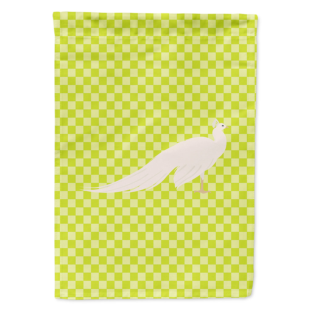 White Peacock Peafowl Green House Flag 28x40 Porch Sleeve Pole Decorative Outside Yard Banner Artwork Wall Hanging, Polyester