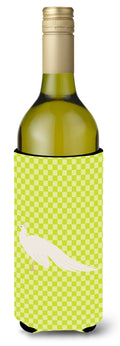 White Peacock Peafowl Green Wine Bottle Hugger Gift Sleeve for Standard 750 ml Bottles, Insulated Reusable Also Fits Mini Shot & Pint Bottles