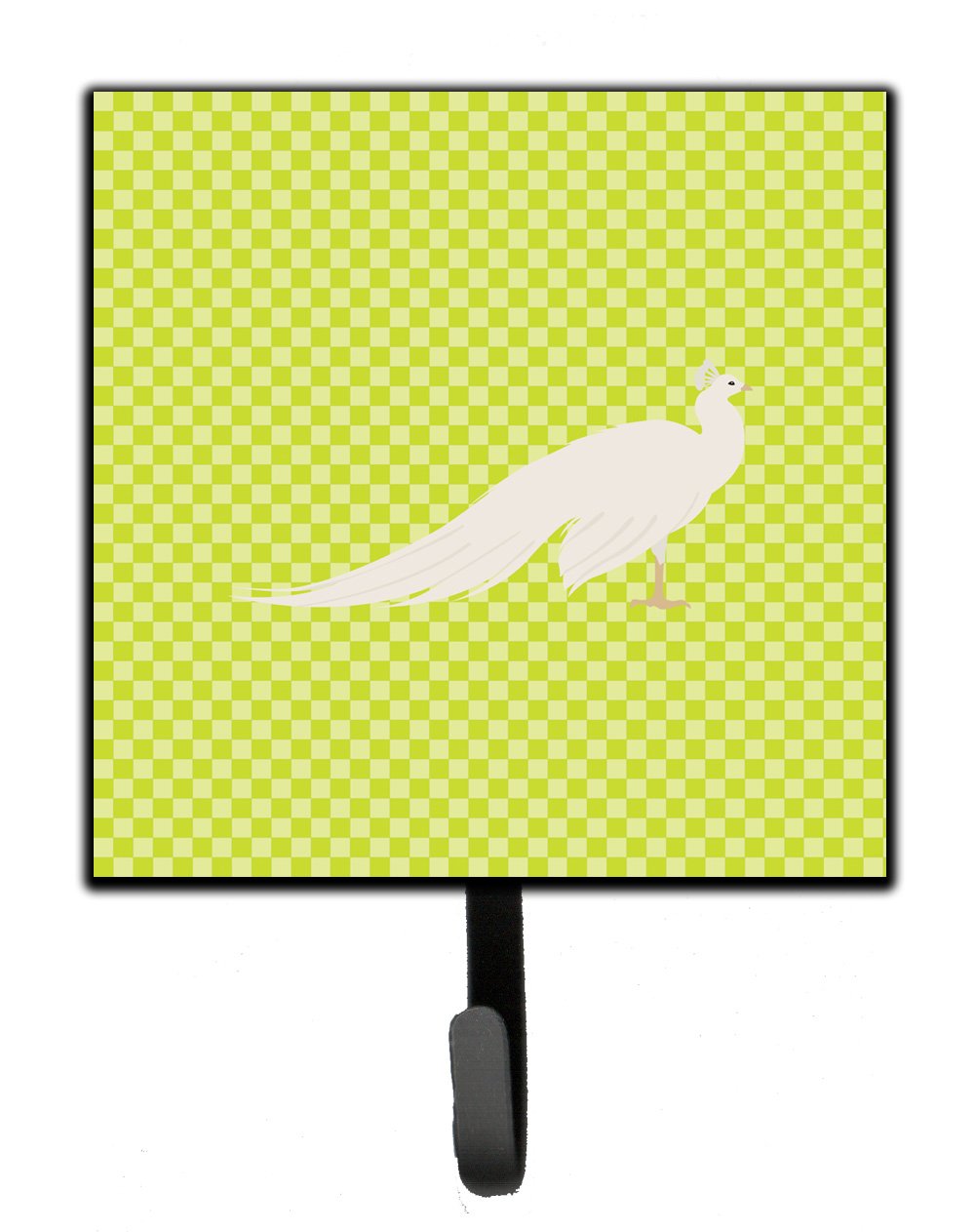 White Peacock Peafowl Green Leash or Key Holder Wall Hooks, Key Hooks Holder, Coat Rack Wall Mount, Coat Hooks, Hooks for Hanging Keys, Towels, Aprons, Leashes